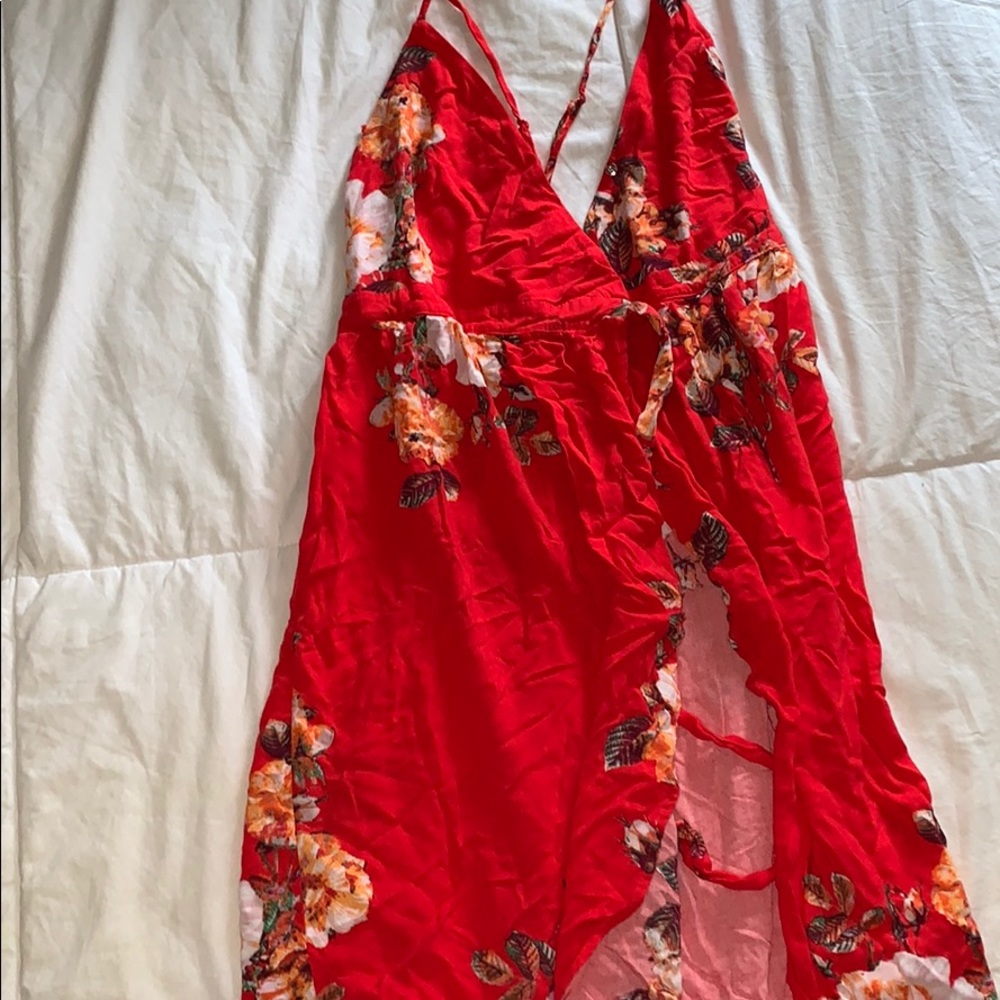 Flower dress with slit